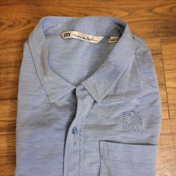 Travis Matthew Shirt Mens 2XL Blue Casual Button Short Sleeve Pocket Logo USA - Picture 6 of 11